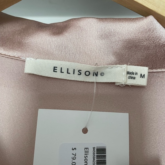 NWT Ellison Pink Champagne Satin Shirt - Picture 2 of 5